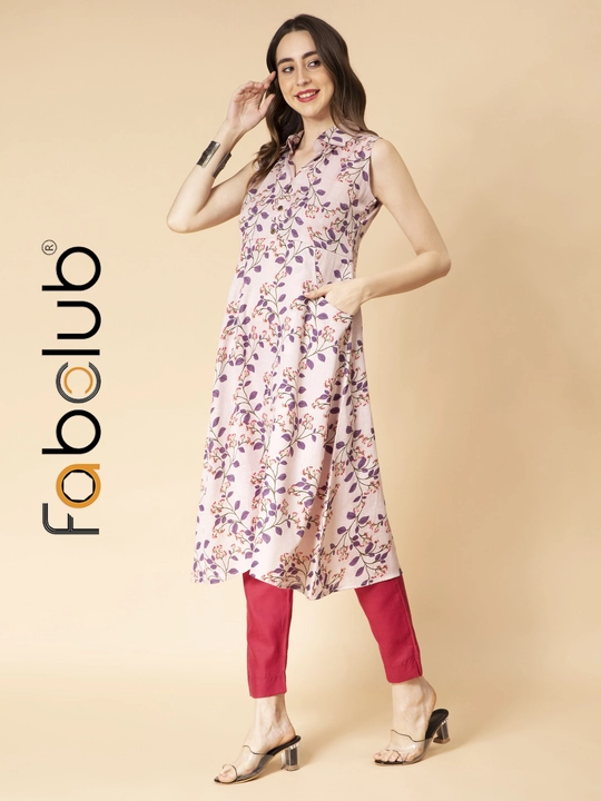 Fabclub Cotton Leaf Printed off White A-Line Women Kurti uploaded by Fab Creation on 4/30/2023