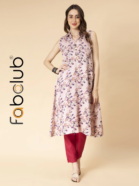 Fabclub Cotton Leaf Printed off White A-Line Women Kurti uploaded by Fab Creation on 4/30/2023