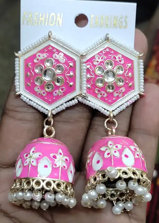Meenakari jhumki  uploaded by Affordable earrings collection  on 5/30/2024