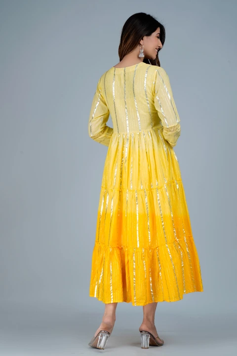 Yellow tie and die midi with handwork uploaded by DHANVI ENTERPRISES on 4/30/2023