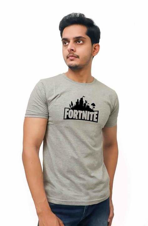 GLAMTREND 100% Pure Cotton Grey Tshirt for Men (FORTNITE Design) uploaded by business on 3/7/2021