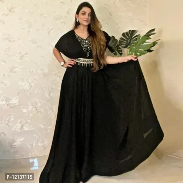 Attractive Georgette Gowns For Women With Khatli Work Belt uploaded by Shreeji New Fashion on 4/30/2023