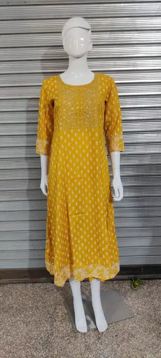Rayon fabric foil mirror work kurti uploaded by business on 4/30/2023