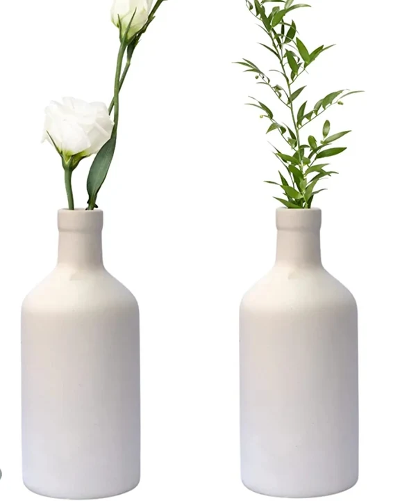 Ceramic bottle shape vase white  uploaded by business on 4/30/2023