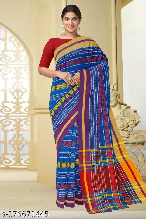 Handloom star buti khadi cotton saree with blouse pieces  uploaded by Sujata saree cantre on 4/30/2023