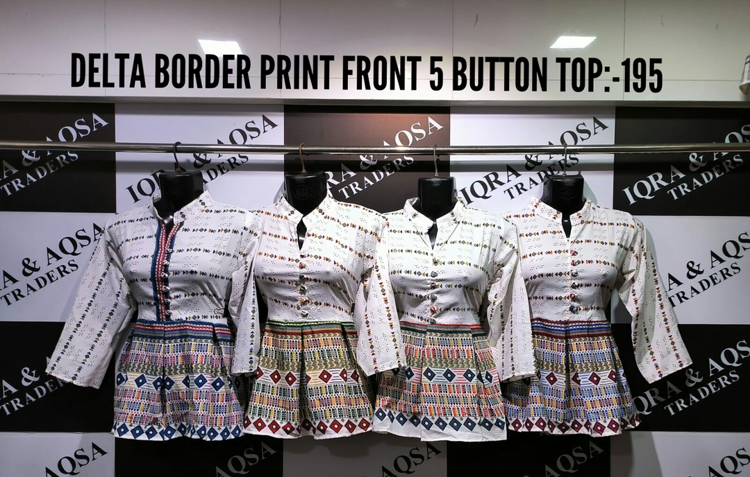 DELTA BORDER PRINT FRONT 5 BUTTON TOP uploaded by IQRA AND AQSA TRADERS on 4/30/2023