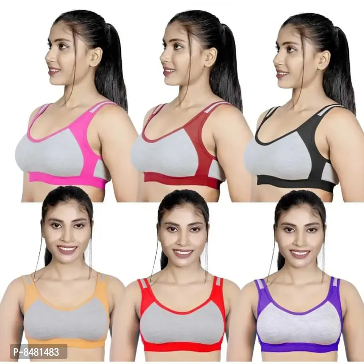 Women And Girls Sports Bra Pack Of 6 Multicolour uploaded by Raj Garments on 4/30/2023