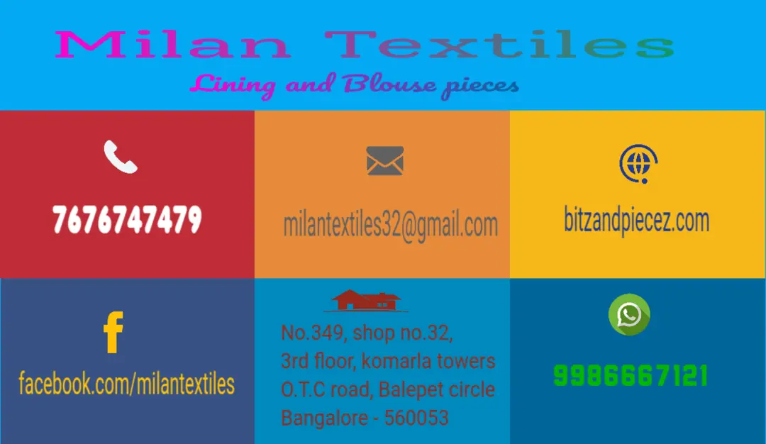 Visiting card store images of Milan textiles