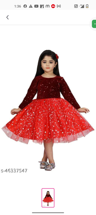 Kids girls Red party wear  uploaded by RK1 FASHION on 4/30/2023