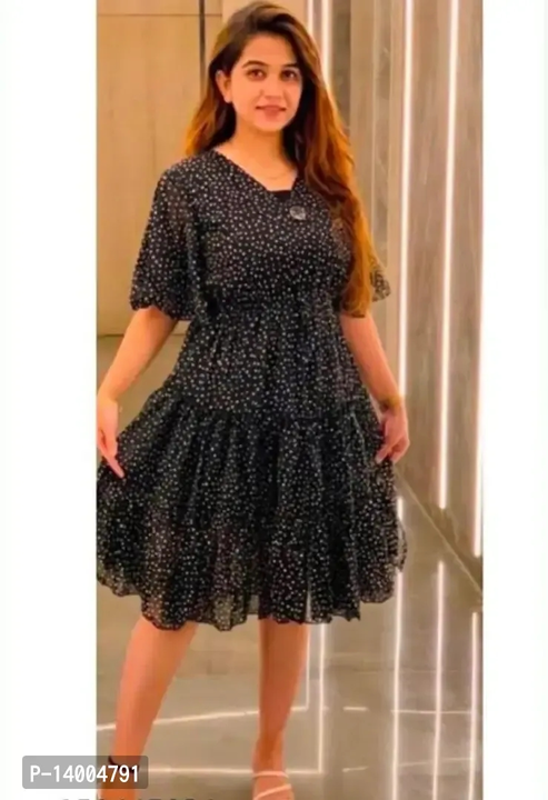 Women poly Georgette Dress with front Button uploaded by business on 4/30/2023