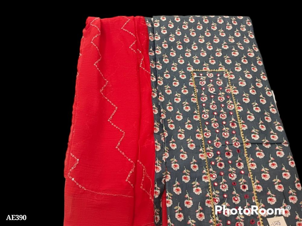 Printed cotton suit with chiffon dupatta  uploaded by AAR ENTERPRISES on 4/30/2023