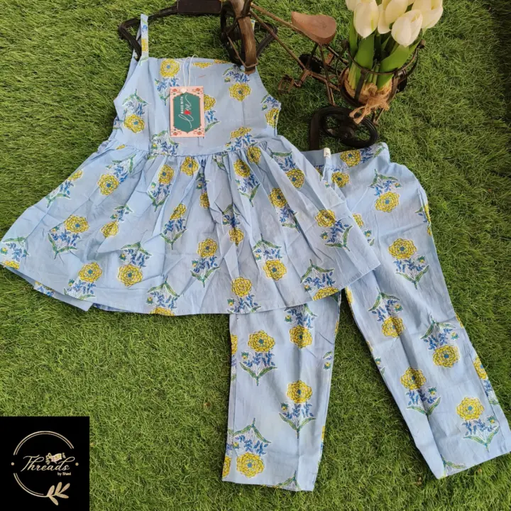 Cut sleeves kurti pant set  uploaded by Threads by bhavi on 4/30/2023