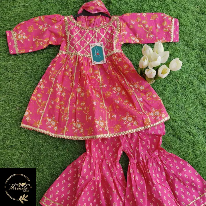 Elegant kurti sharara with duppata set  uploaded by business on 4/30/2023