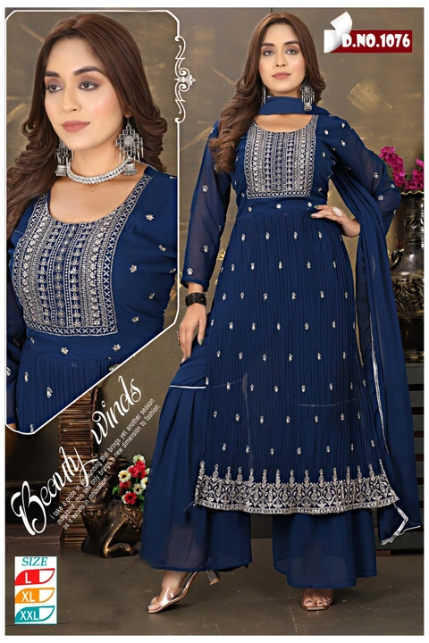Nayra cut Jorjet Heavy 3pcs Sets Full work fancy designer embroidery dupatta sets pant kurti sets pa uploaded by Radha Creation , Maira sales for Readymade items on 4/30/2023