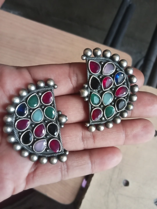 Silver replica earrings uploaded by pan Tirth creation on 4/30/2023