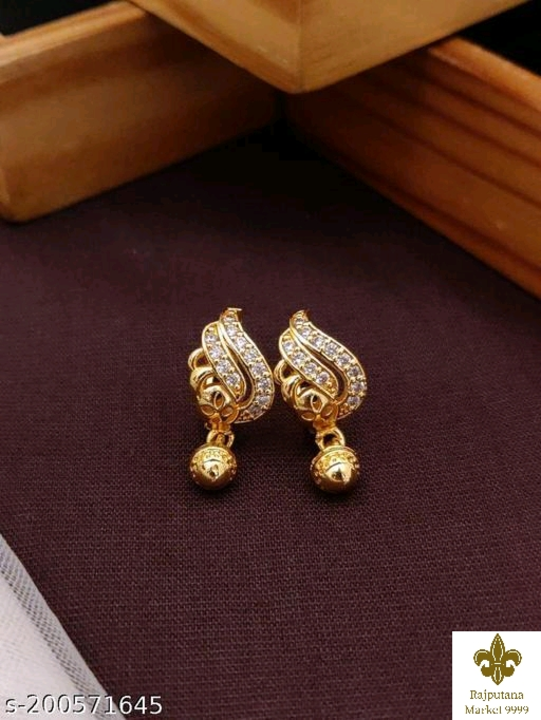Gold Plated Latest Fancy Stylish Zircon Bali Earrings For Women and Girls uploaded by business on 4/30/2023
