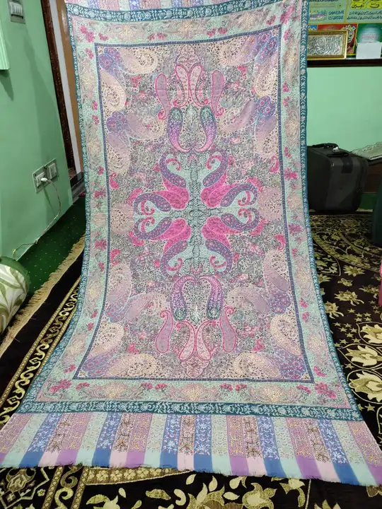 Pure pashmina kalamkari shawl with hand work available now  uploaded by business on 5/1/2023