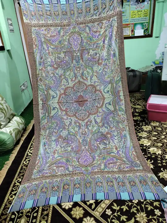 Pure pashmina kalamkari shawl with hand work available now  uploaded by Cashmere fabrics on 5/1/2023
