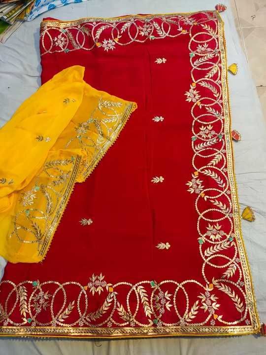 Pure chinnon saree uploaded by business on 3/7/2021