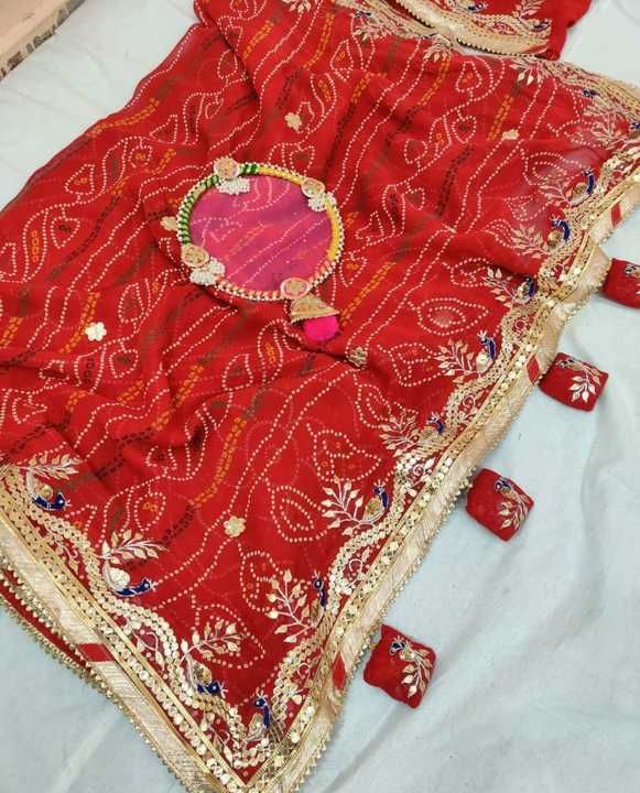 Pure Georgette chunri saree uploaded by Closet By Ridhima on 3/7/2021