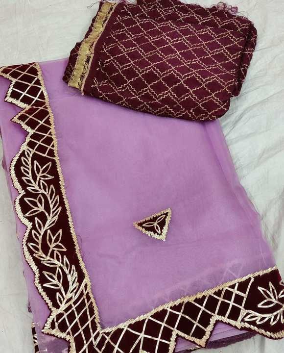 Pure organza saree with cutwork  gota pati work uploaded by Closet By Ridhima on 3/7/2021