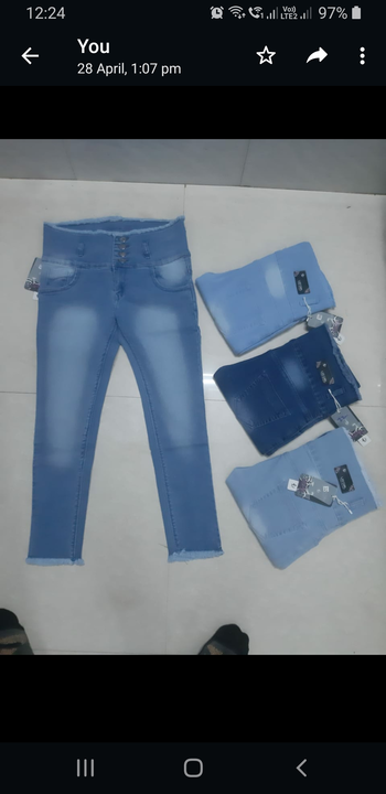 Ladies jeans dobby fabric 4 batan bujar size 28se32 rate 285 uploaded by business on 5/1/2023