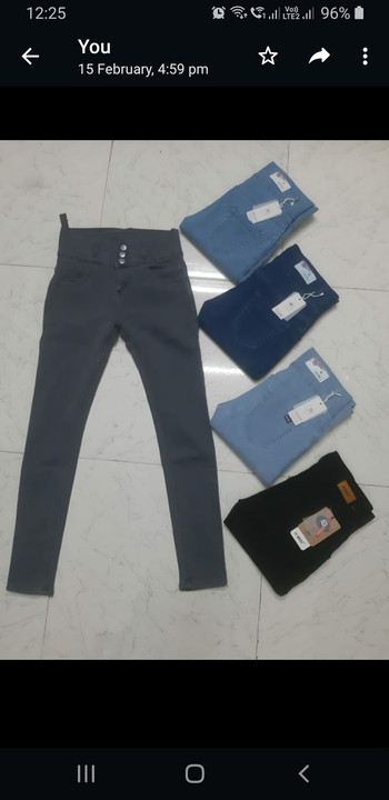 Ladies jeans silky fabric 3 batan ankil lenth size 28se36  uploaded by business on 5/1/2023