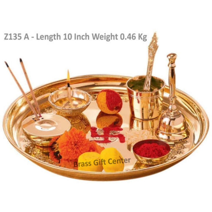 Brass Pooja thali set uploaded by Brass Gift Center on 3/8/2021