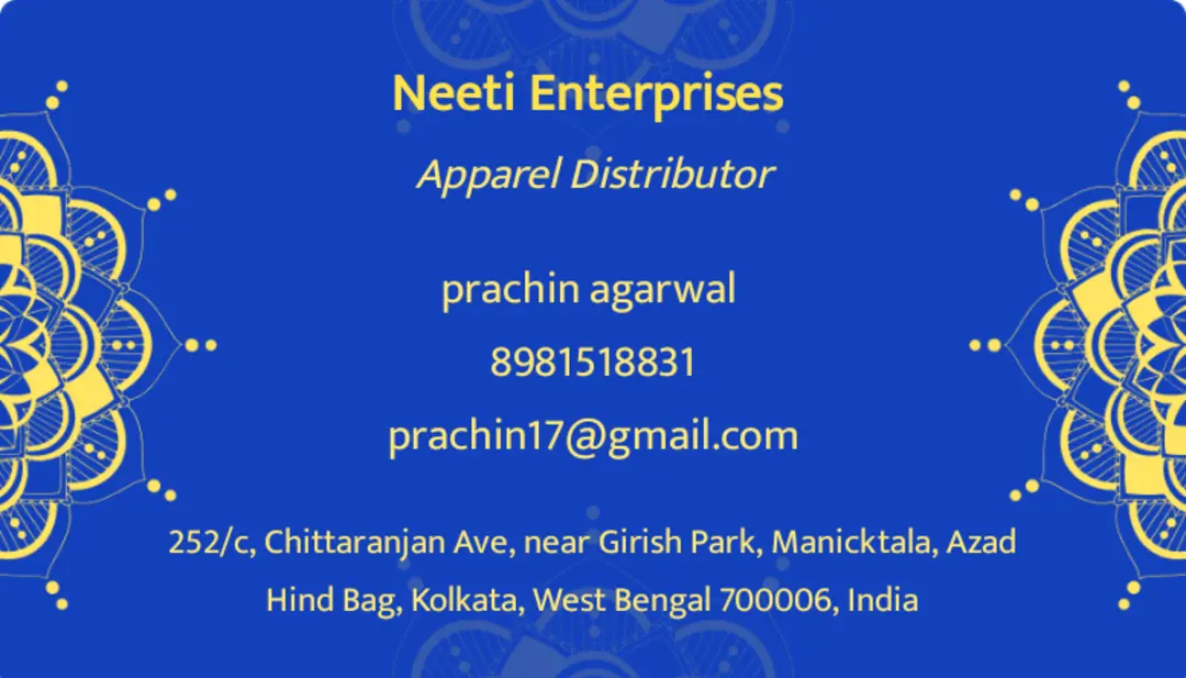 Visiting card store images of Neeti enterprises