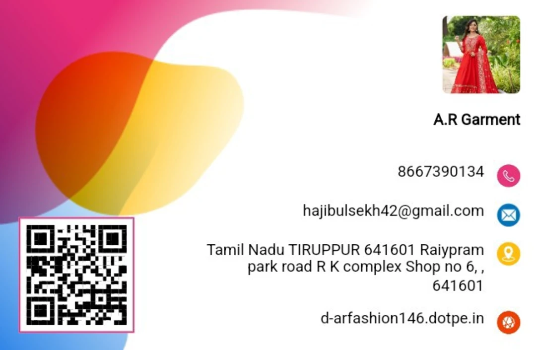 Visiting card store images of A R GARMENT