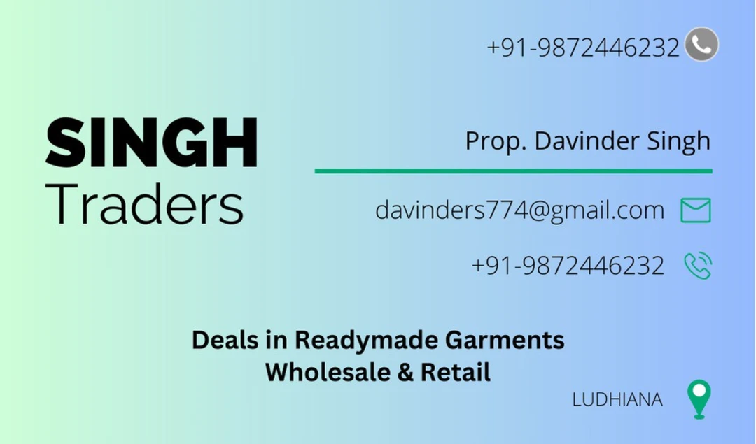 Visiting card store images of Singh treders