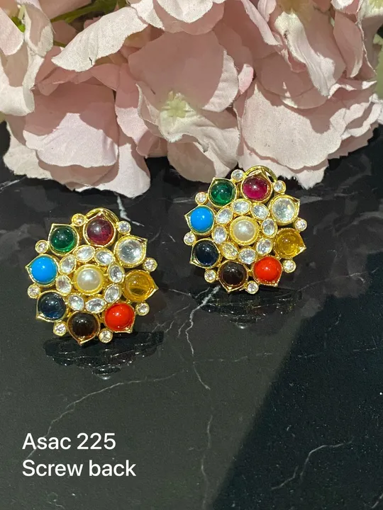 Navratna earrings stud uploaded by Sb designs on 5/1/2023