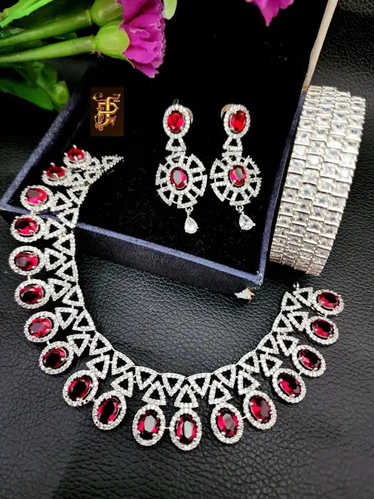 CZ Stone nacklace with earrings nd bangles combos uploaded by Sb designs on 5/1/2023