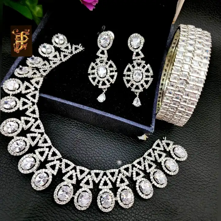CZ Stone nacklace with earrings nd bangles combos uploaded by Sb designs on 5/1/2023