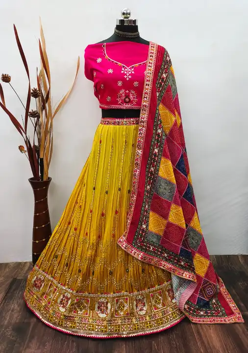 Women lehenga poshak,fancy lehenga choli set,silk lehenga uploaded by RK Fashion and Trinity House on 5/1/2023