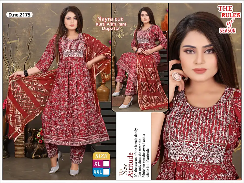 Printed palazzo plain palazzo 3 pcst dupatta sets heavy nayra cut gorjet sets gowns heavy 3pcs set 2 uploaded by Radha Creation , Maira sales for Readymade items on 5/1/2023