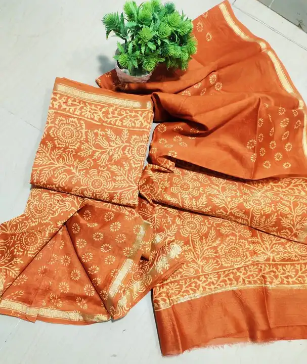 Handblock fancy self print chanderi dress material uploaded by Virasat handloom chanderi on 5/1/2023