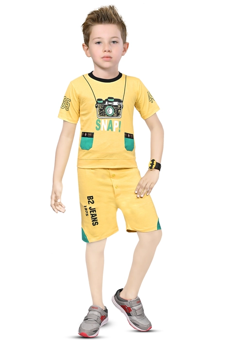 Boys Casual T Shirt Pant Combo Set (Yellow) uploaded by Supr on 5/1/2023
