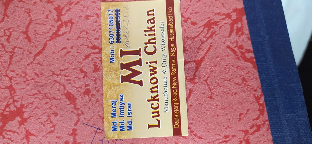 Visiting card store images of Mi lucknowi chikan