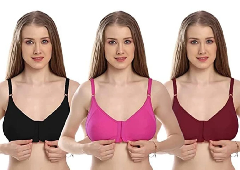 Women molded 5hokk non padded bra,fancy bra,front open bra,cotton bra uploaded by RK Fashion and Trinity House on 5/2/2023