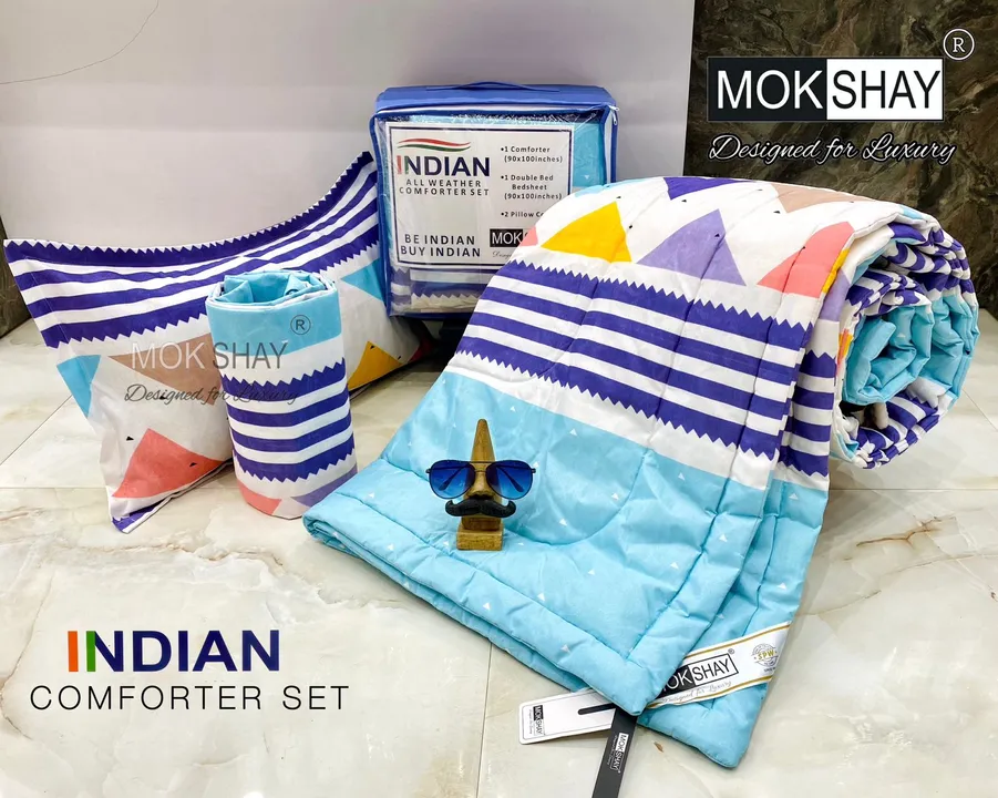 ⭐ INDIAN 20 NEW DESIGNS ⭐
🇮🇳 *INDIAN ₹*  
*ALL WEATHER COMFORTER SET*🛏️

🇮🇳 *BE INDIAN BUY INDI uploaded by Amar jyoti creation on 5/2/2023