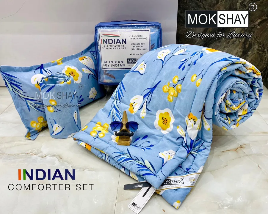 ⭐ INDIAN 20 NEW DESIGNS ⭐
🇮🇳 *INDIAN ₹*  
*ALL WEATHER COMFORTER SET*🛏️

🇮🇳 *BE INDIAN BUY INDI uploaded by Amar jyoti creation on 5/2/2023