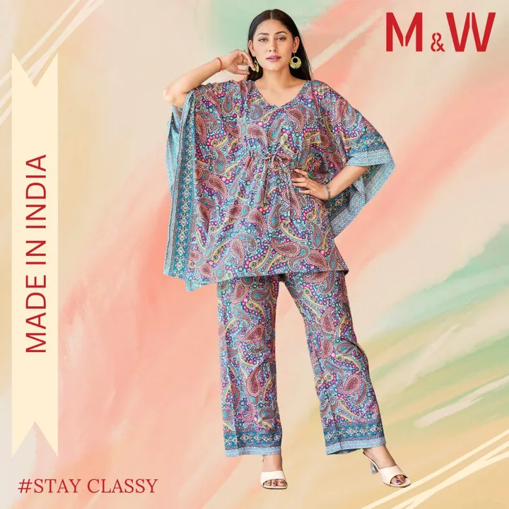*M&W 4 WOMENS*

OLIVIA

CO-ORDS SET
( TOP+BOTTOM ) 

Fabrics heavy micro print 

Top length 31

Size uploaded by Aanvi fab on 5/2/2023