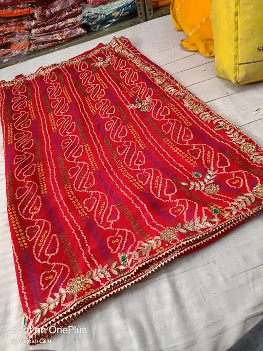 Chunri hand work saree uploaded by Gotta bandej manufacturer on 5/2/2023