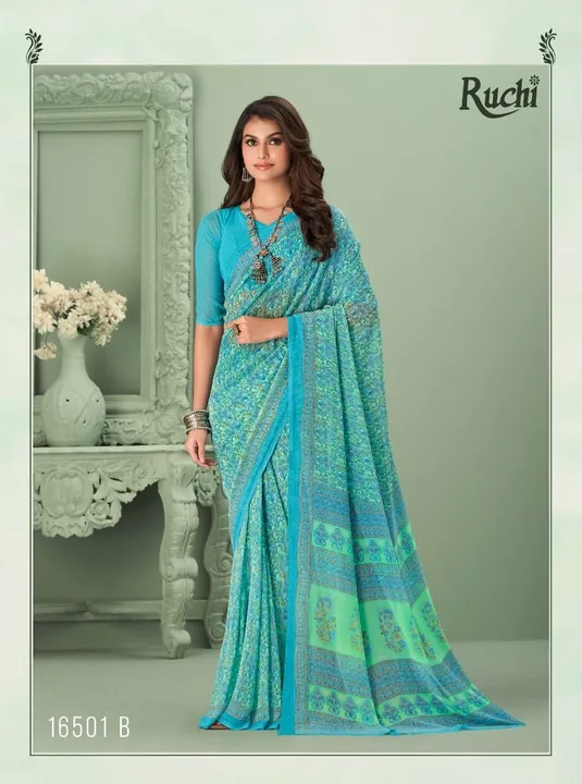 Hello,
BRAND NAME – *Ruchi* 
CATALOG NAME – *RAGA GEORGETTE VOL-1*
SERIES – 16501A TO 16503D
 Pcs. - uploaded by Aanvi fab on 5/2/2023