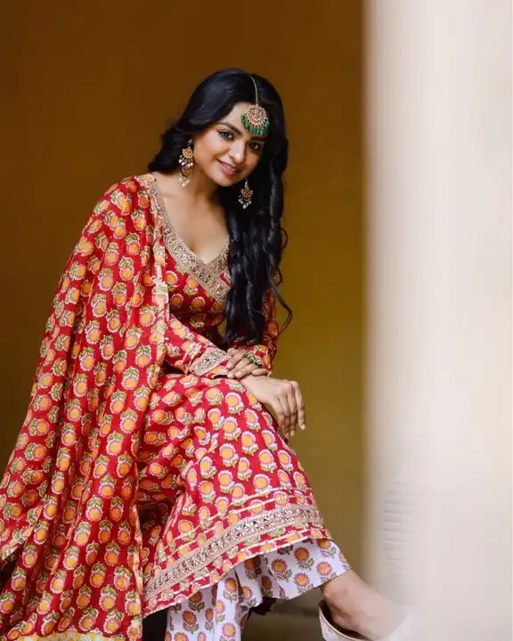 pakistani cotton suit with printed gota less uploaded by Chirag Enterprises on 5/2/2023