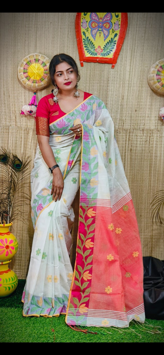 Handloom tissue lilen saree with bp wholesale pric uploaded by 🥰Dutta saree center🥰 on 5/2/2023