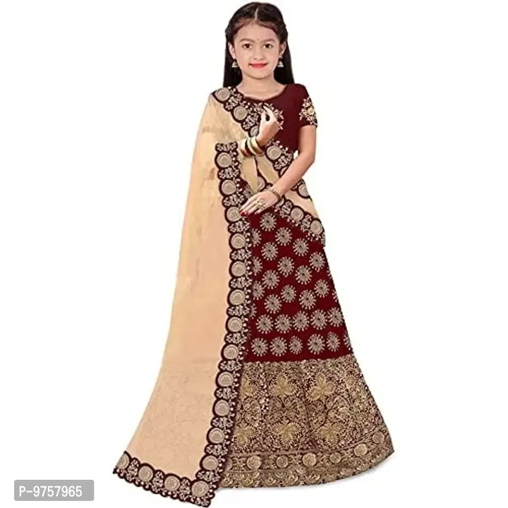 LUTION Girl's Taffeta Silk Semi Stitched Heavy Work Lehenga Choli Indian Etheric wear for Girls (4-1 uploaded by Kalpana Enterprises on 5/2/2023