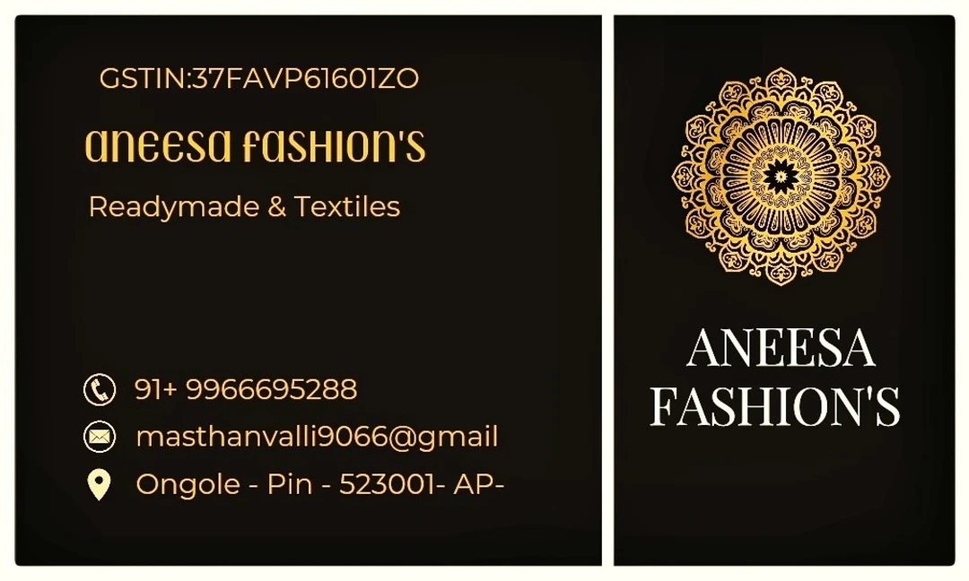 Visiting card store images of Aneesa Fashion 's