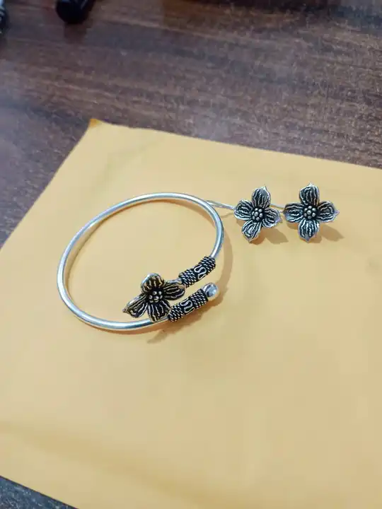Beautiful oxidised bracelet with earrings ️  uploaded by Jiva Fashion Hub on 5/31/2024